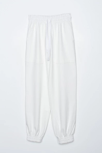 Ekru-Büyük Cep Detaylı Eşofman Altı - Resim 7