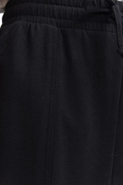 Siyah-Pamuklu İki Cepli Likralı Etek - Resim 4