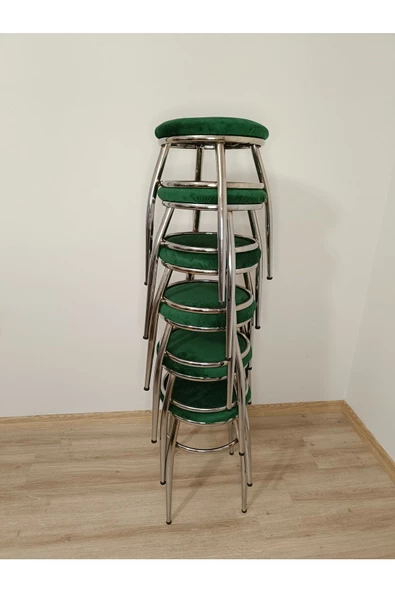 Tabure, Bar Taburesi, 4'lü Tabure, Metal Ayaklı Tabure, Iç Içe Geçebilen Tabure, Dörtlü Tabure,yeşil - Resim 4