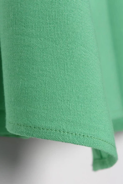 Soft Yeşil-Beli Lastikli Bağlama Detaylı Pamuklu Etek - Resim 5