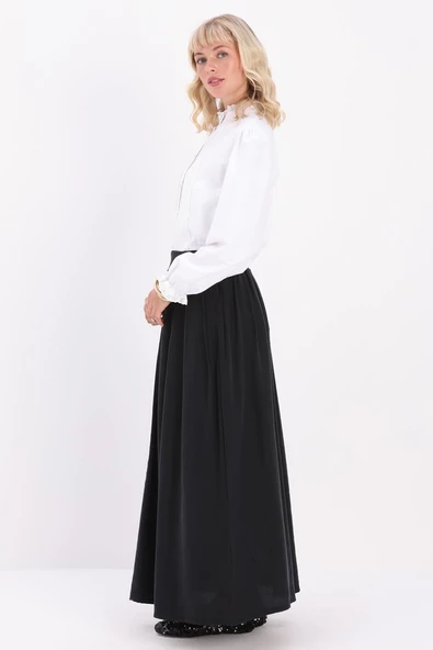 Siyah-Pileli Kloş Etek - Resim 3