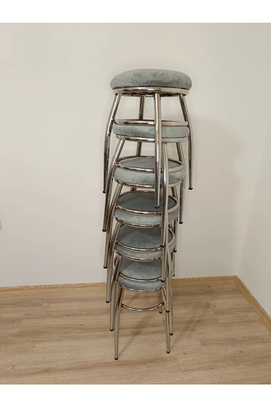 Tabure, Bar Taburesi, 2'li Tabure, Metal Ayaklı Tabure, Iç Içe Geçebilen Tabure, Ikili Tabure,gri - 4