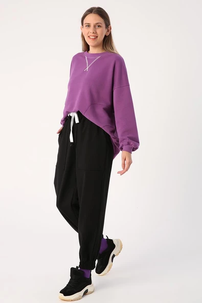 Siyah-Büyük Cep Detaylı Eşofman Altı - Resim 3