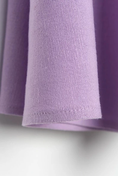 Lila-Beli Lastikli Bağlama Detaylı Pamuklu Etek - Resim 6