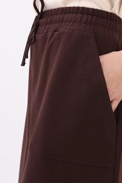 Kahve-İki Cepli Etek - Resim 5