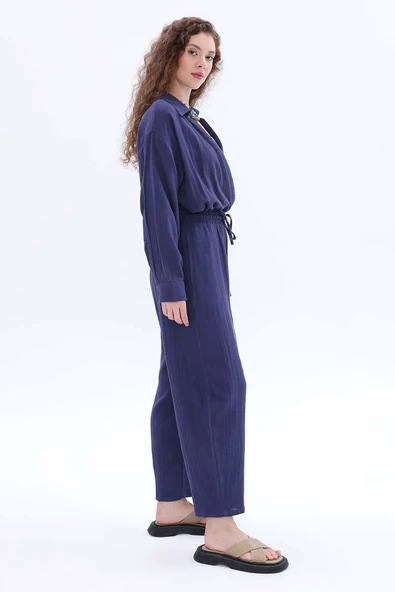 İndigo-Cepli Müslin Pantolon - Resim 3