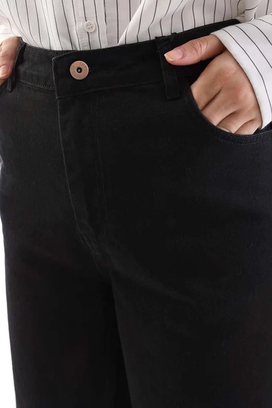 Siyah-%100 Pamuk Slouchy Pantolon - Resim 5