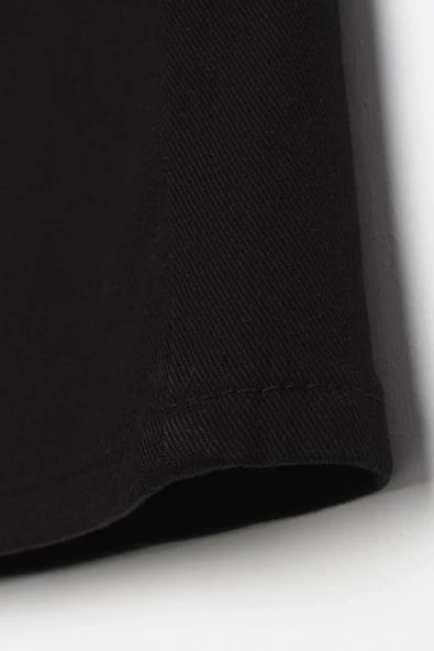 Siyah-Pamuklu Wide Leg Likralı Pantolon - Resim 5