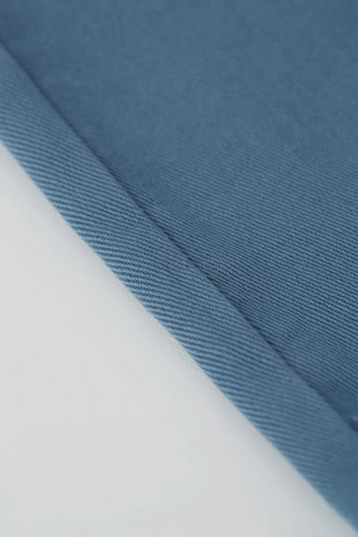 Mavi-Pamuklu Wide Leg Likralı Pantolon - Resim 6