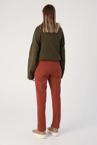 Kiremit-Likralı Cigarette Pantolon - Resim 4