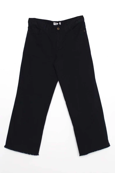 Lacivert-Pamuklu Paçası Püsküllü Pantolon - Resim 6