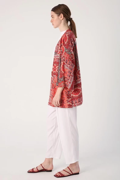 Beyaz-Beli Lastikli Geniş Paça Pantolon - Resim 3