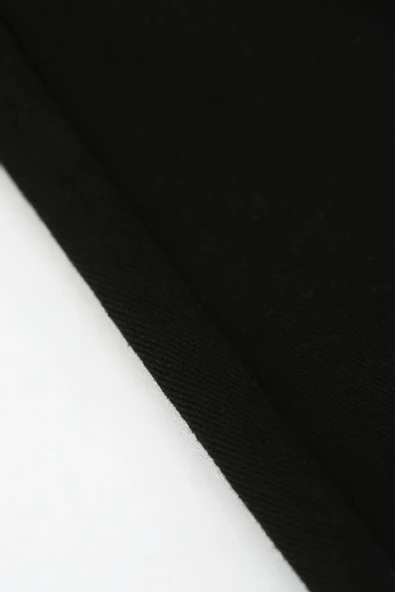 Siyah-Pamuklu Wide Leg Likralı Pantolon - Resim 6