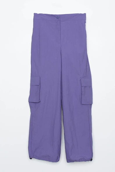 Mor-Kargo Cepli Paçası Büzgülü Paraşüt Pantolon - Resim 6