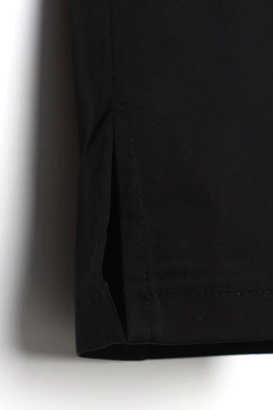 Siyah-Pamuklu Ütü İzli Paçası Yırtmaçlı Likralı Bol Paça Pantolon - 6
