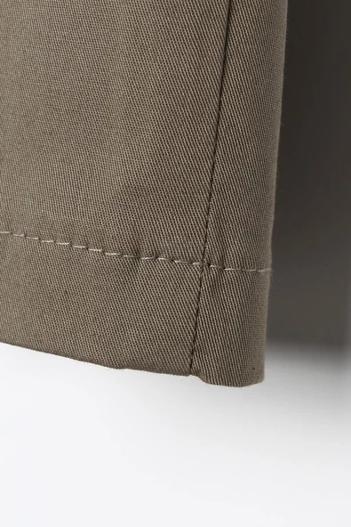 Haki-Pamuklu Ütü İzli Cepli Likralı Dar Paça Pantolon - Resim 5