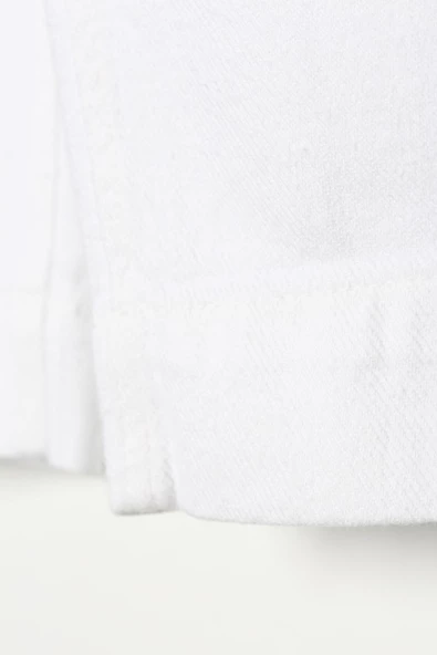 Beyaz-%100 Pamuk Yüksek Bel Bol Paça Pantolon - Resim 7