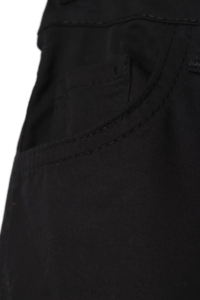 Siyah-Pamuklu Bol Paça Cepli Likralı Pantolon - Resim 5