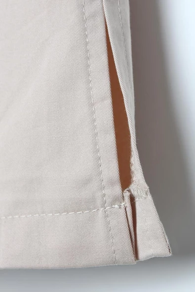 Taş-Pamuklu Ütü İzli Paçası Yırtmaçlı Likralı Bol Paça Pantolon - Resim 5