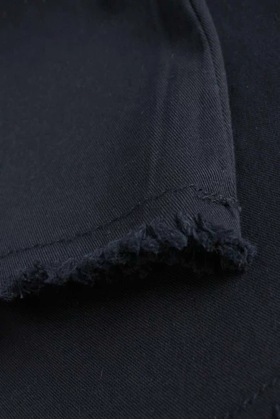 Lacivert-Pamuklu Paçası Püsküllü Pantolon - Resim 7