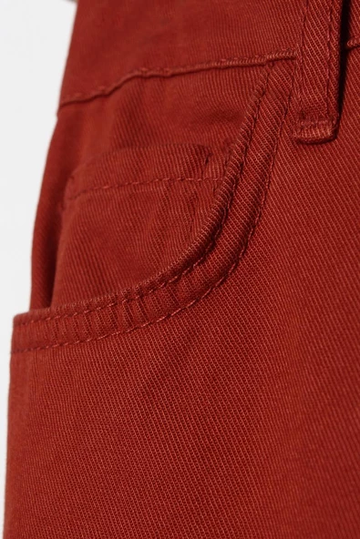 Kiremit-%100 Pamuk Bol Paça Parça Boyama Rahat Kalıp Pantolon - Resim 5