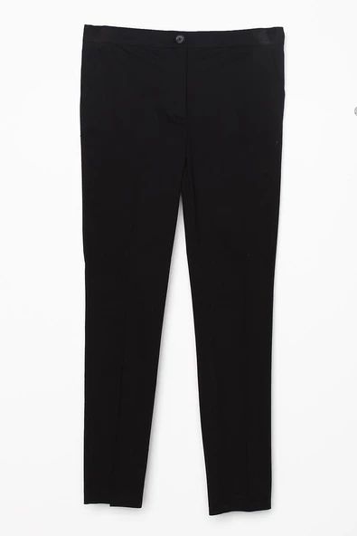 Siyah-Pamuklu Ütü İzli Cepli Likralı Dar Paça Pantolon - Resim 6