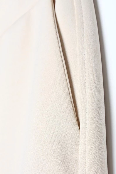 Krem-Paçası Pensli Rahat Kalıp Pantolon - Resim 5