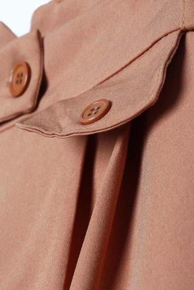 Toprak-Kemerli Duble Paça Pileli Havuç Pantolon - Resim 6