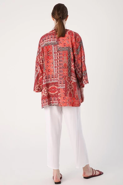 Beyaz-Beli Lastikli Geniş Paça Pantolon - Resim 4