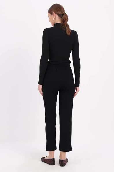 Siyah-Rahat Kalıp Dar Paça Pantolon - Resim 4