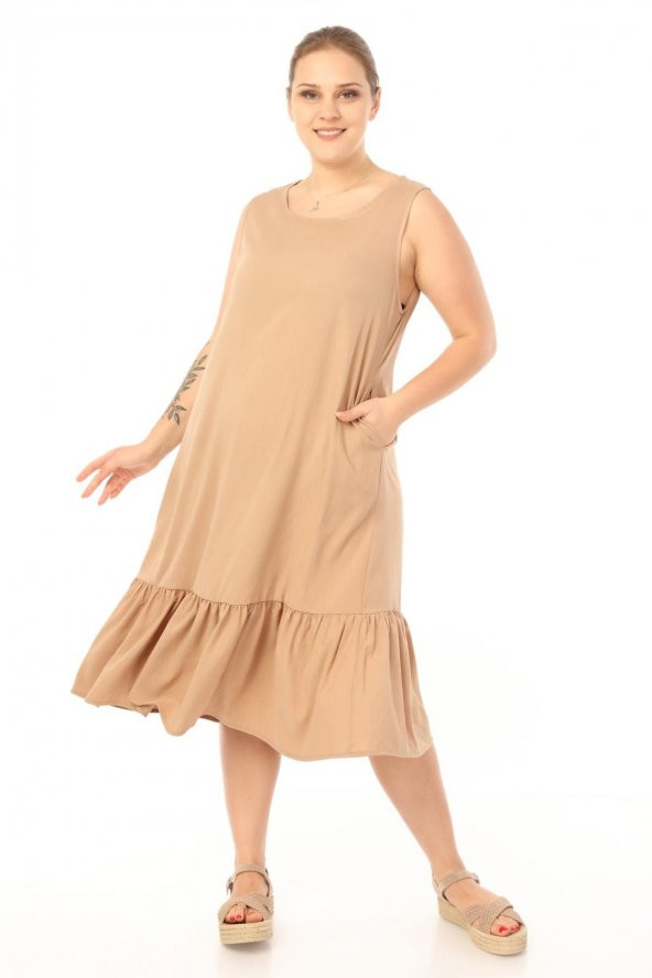 Schık Kadın Büyük Beden Kolsuz Elbise SCKWM21EL01 - 6