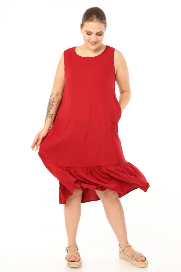 Schık Kadın Büyük Beden Kolsuz Elbise SCKWM21EL01 - 7