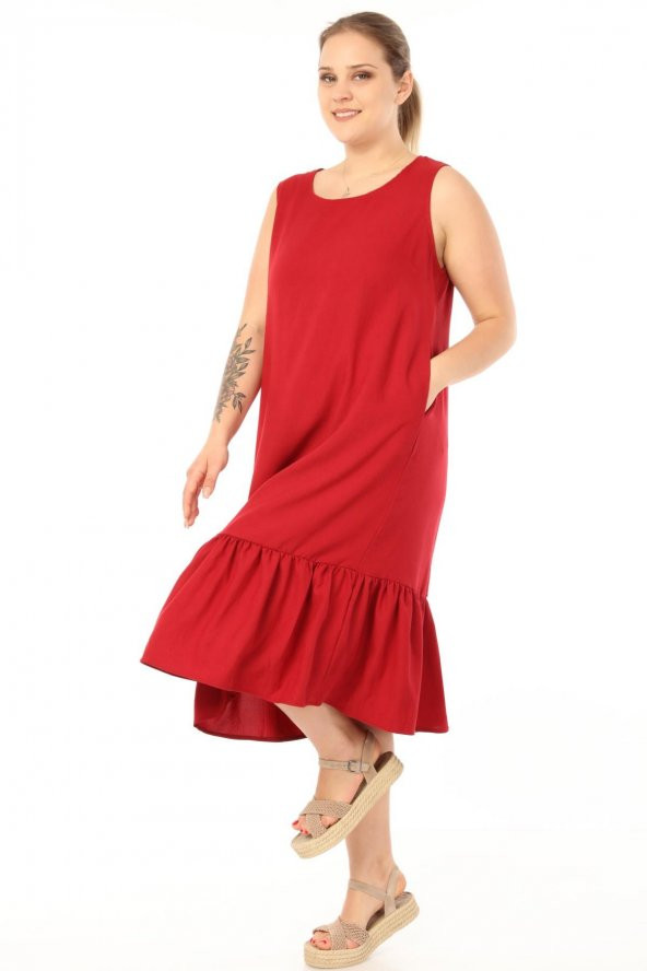 Schık Kadın Büyük Beden Kolsuz Elbise SCKWM21EL01 - 9