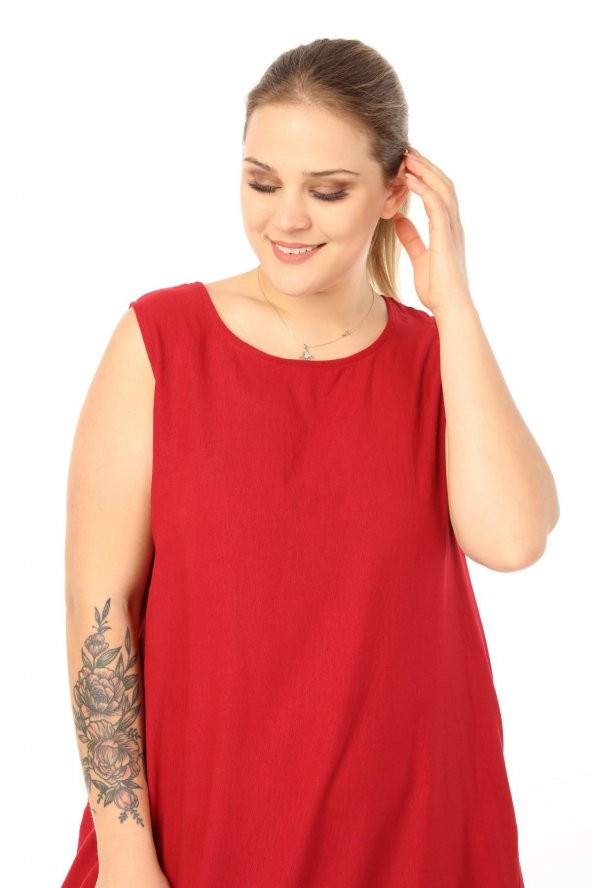 Schık Kadın Büyük Beden Kolsuz Elbise SCKWM21EL01 - 11