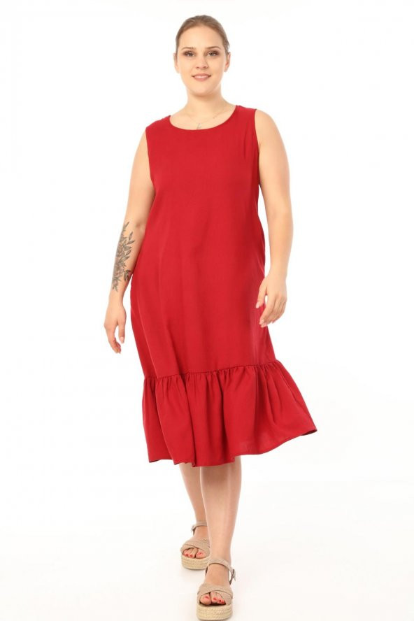 Schık Kadın Büyük Beden Kolsuz Elbise SCKWM21EL01 - 12