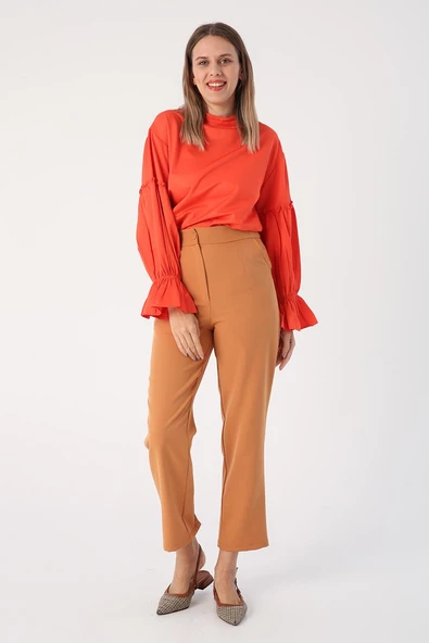 Hardal-Paçası Yırtmaçlı Pantolon - Resim 2