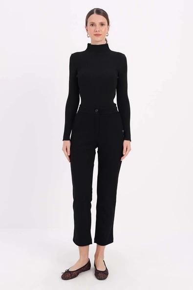 Siyah-Rahat Kalıp Dar Paça Pantolon - Resim 2