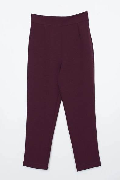 Mürdüm-Jakarlı Klasik Rahat Pantolon - Resim 3