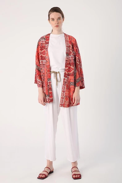 Beyaz-Beli Lastikli Geniş Paça Pantolon - Resim 2