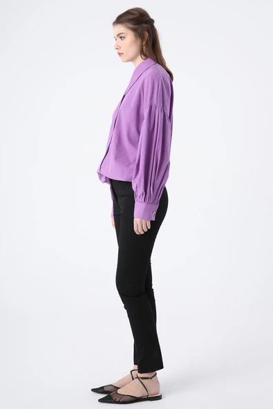 Siyah-Pamuklu Ütü İzli Cepli Likralı Dar Paça Pantolon - Resim 2