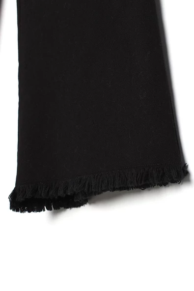 Siyah-Pamuklu Paçası Püsküllü Pantolon - Resim 6