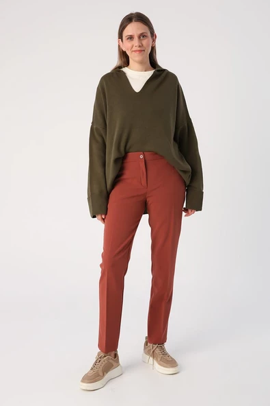 Kiremit-Likralı Cigarette Pantolon - Resim 2