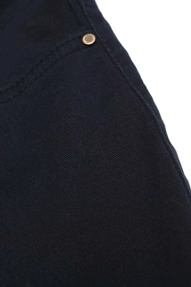 Lacivert-Pamuklu Paçası Püsküllü Pantolon - Resim 5