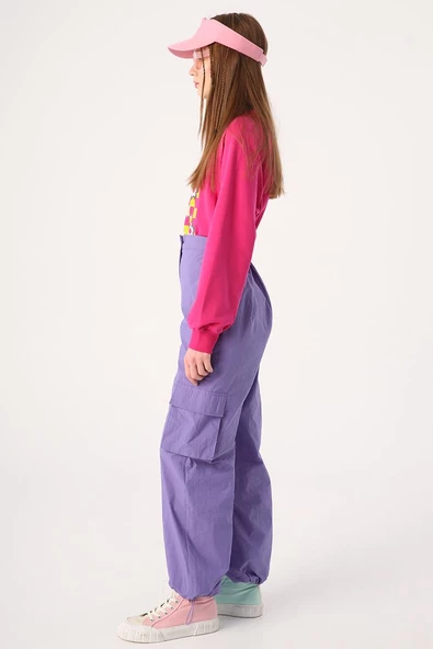 Mor-Kargo Cepli Paçası Büzgülü Paraşüt Pantolon - Resim 3