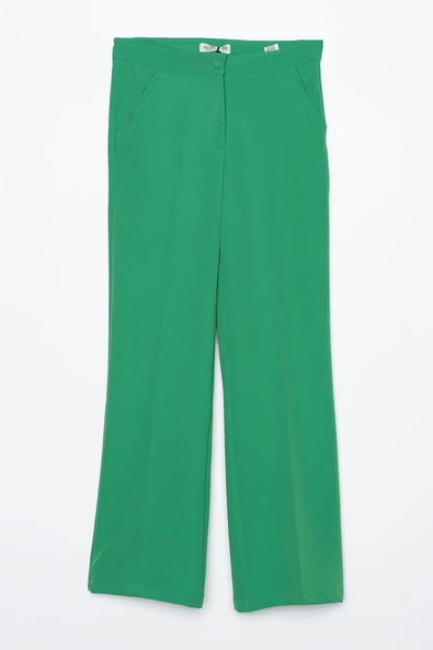 Yeşil01-Cepli Bol Paça Pantolon - 6