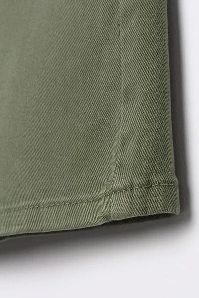 Haki-Pamuklu Wide Leg Likralı Pantolon - Resim 5