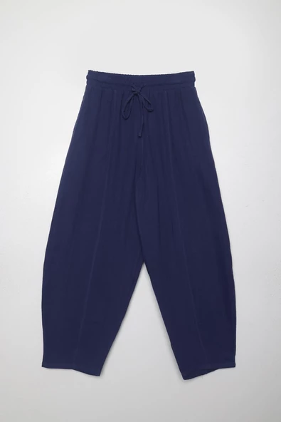 İndigo-Cepli Müslin Pantolon - Resim 5