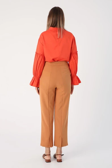 Hardal-Paçası Yırtmaçlı Pantolon - Resim 4