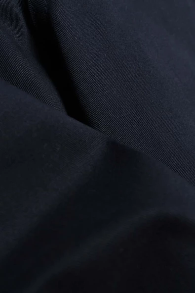 Lacivert-Pamuklu Yüksek Bel Bol Paça Likralı Pantolon - Resim 6