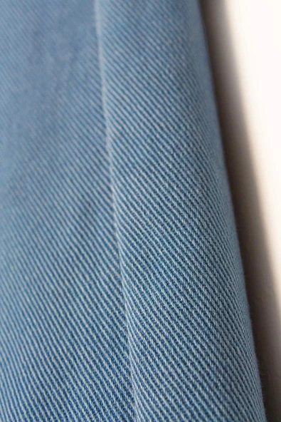 Mavi-Pamuklu Paçası Püsküllü Pantolon - Resim 5